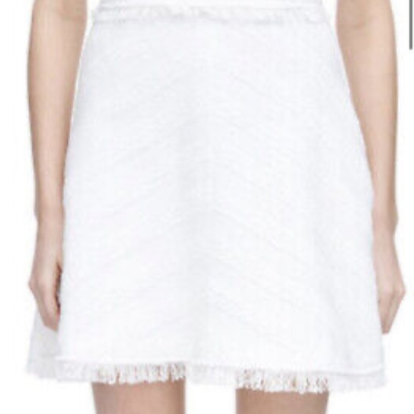 NWOT Rebecca Taylor Ivory Cotton Textured Tweed Frayed Hem Skirt White - Picture 2 of 16